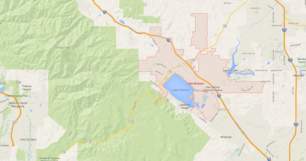 lake elsinore california map usa