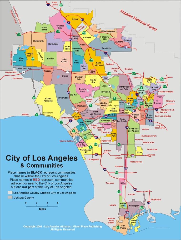 Los Angeles, California Map