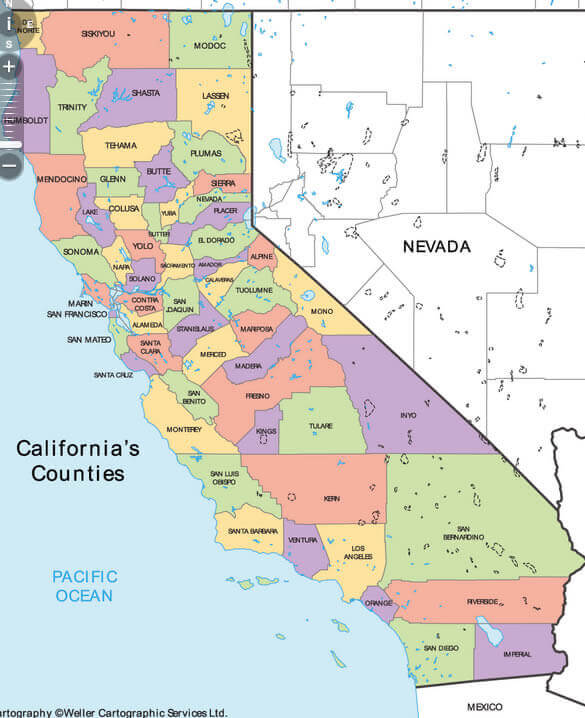 Bell California Map, United States