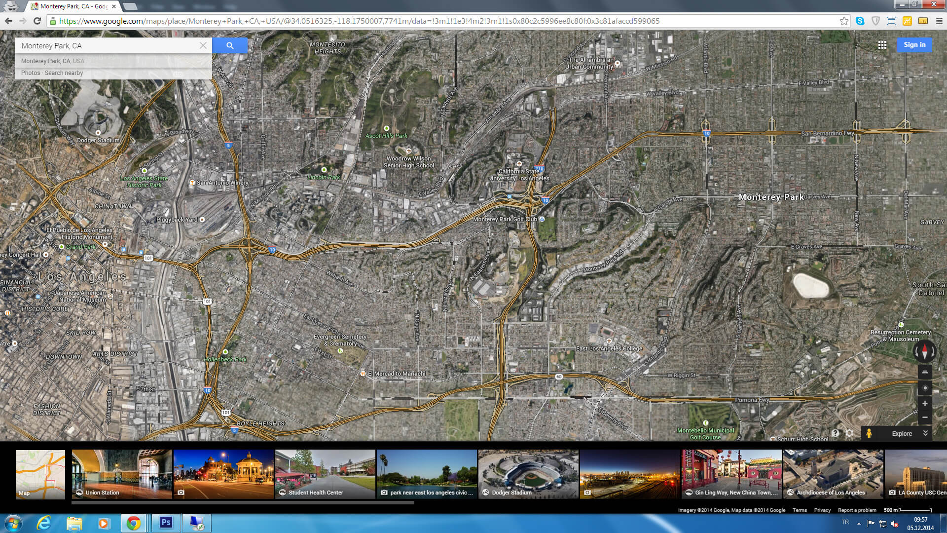 monterey park map california us satellite
