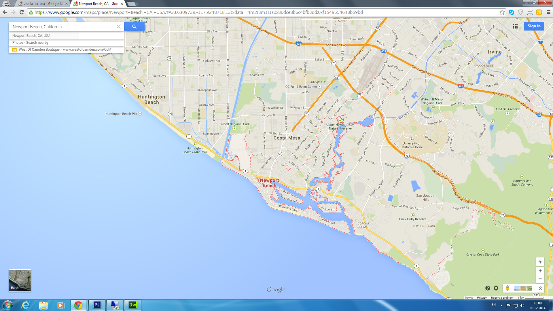 newport beach map california us