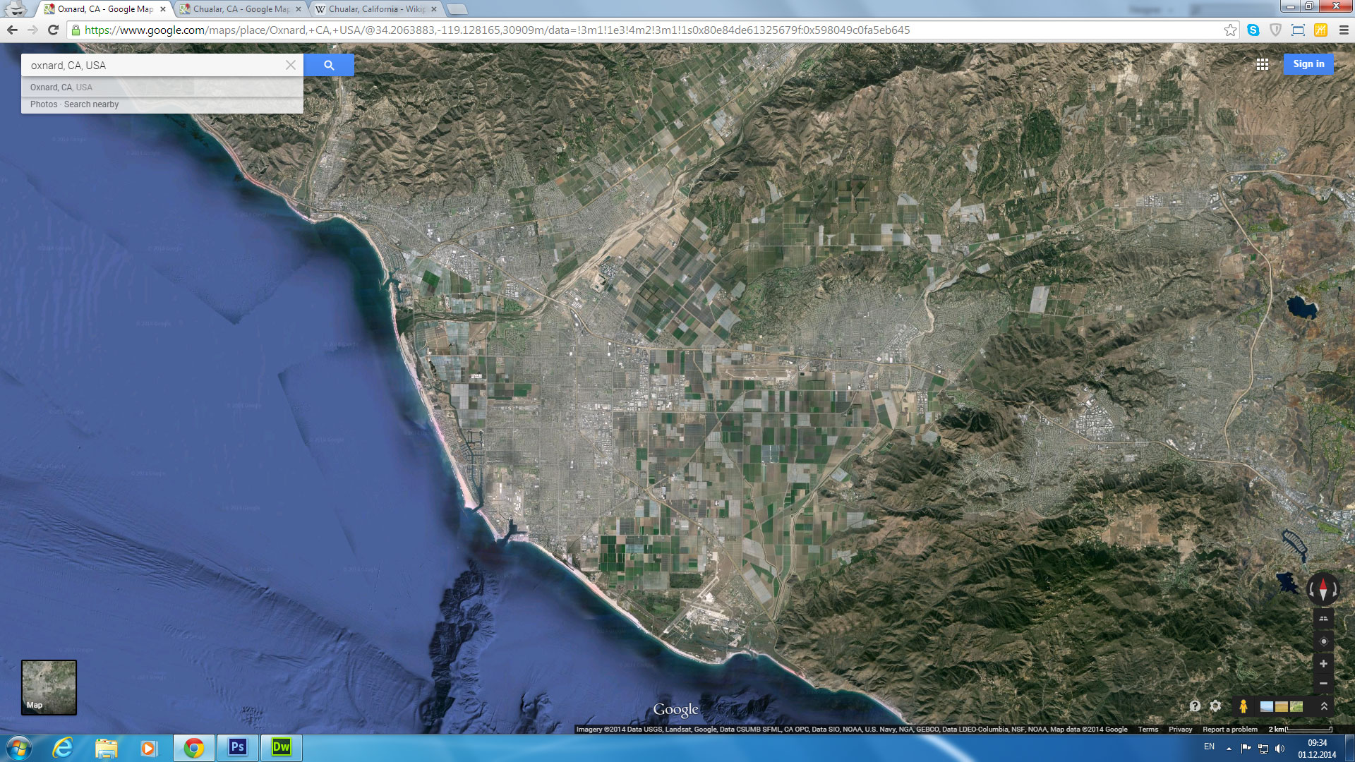 oxnard map california us satellite