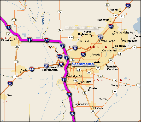 sacramento interstate 5 map