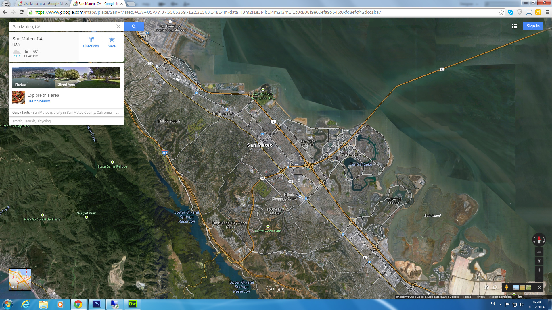 san mateo map california us satellite