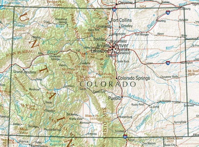 Colorado Physical Map