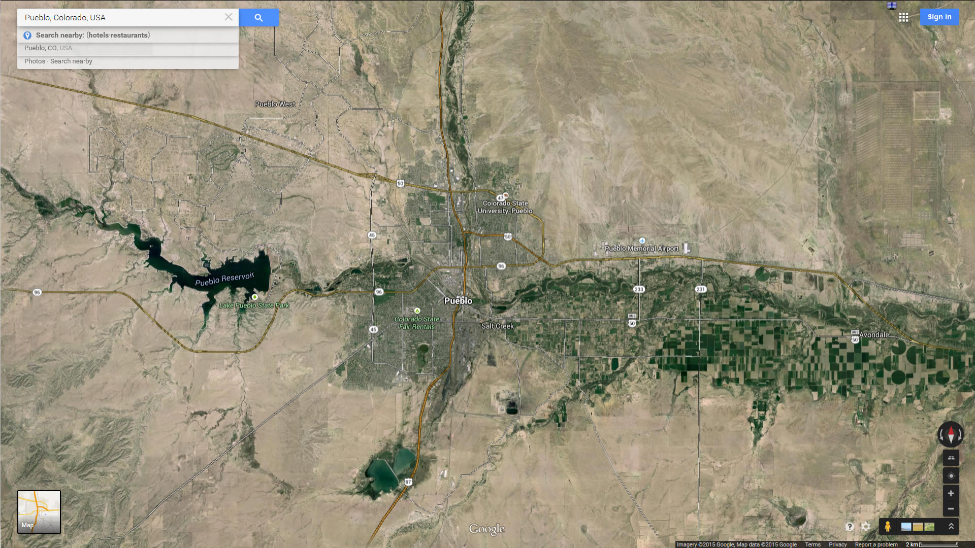 pueblo map colorado us satellite