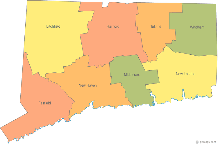 Connecticut County Map US
