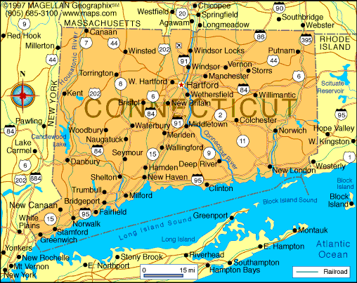 Map of Connecticut USA