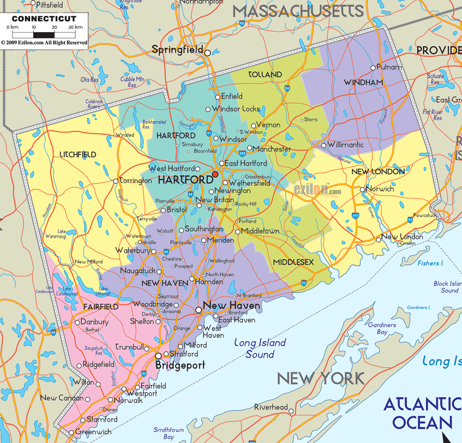 Map of the Connecticut