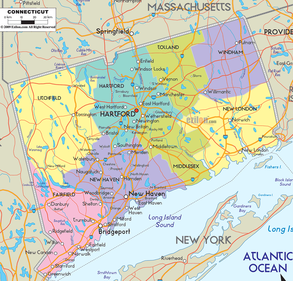 Map of Connecticut