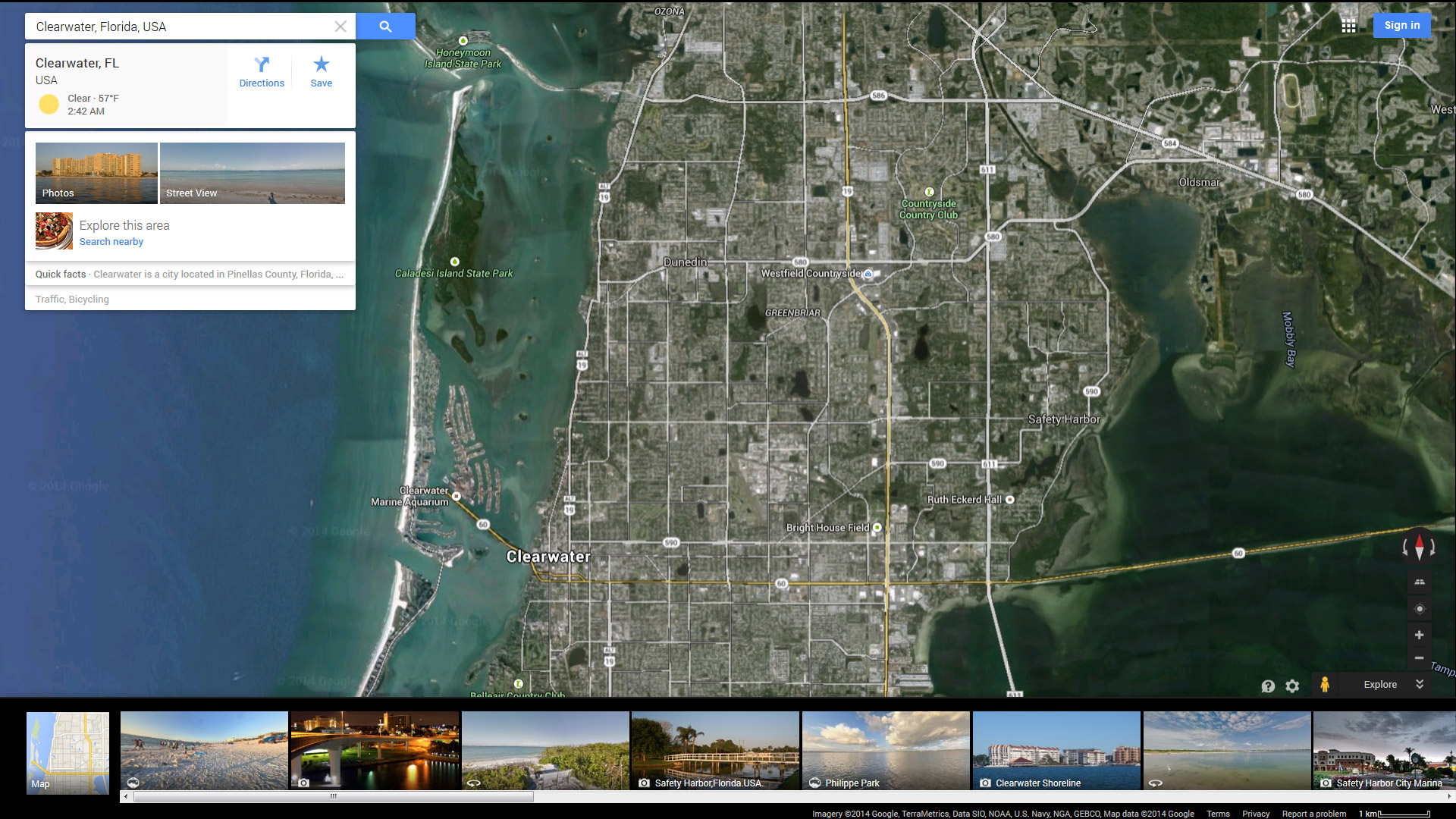 clearwater map florida us satellite