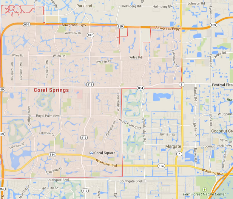 coral springs florida map usa