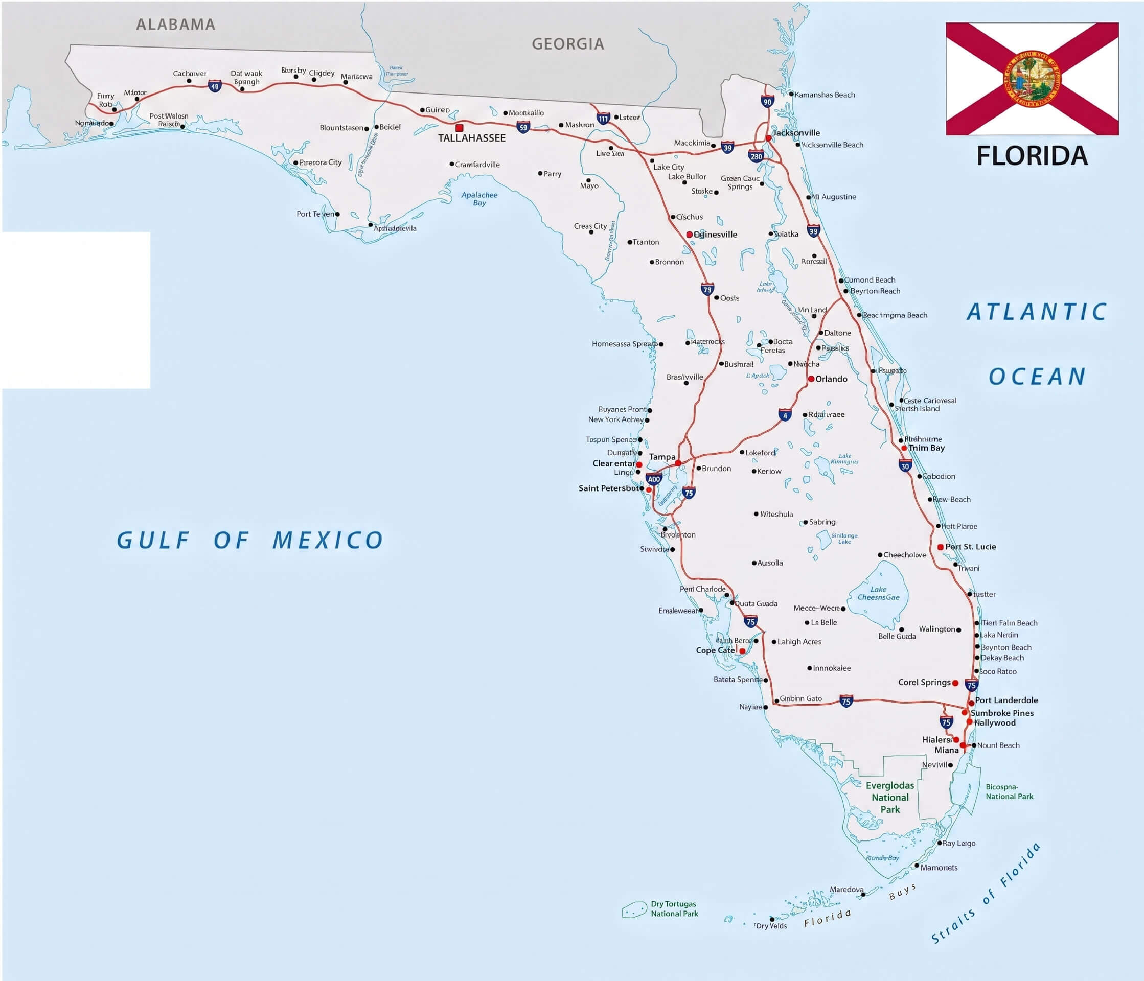 Florida map with flag