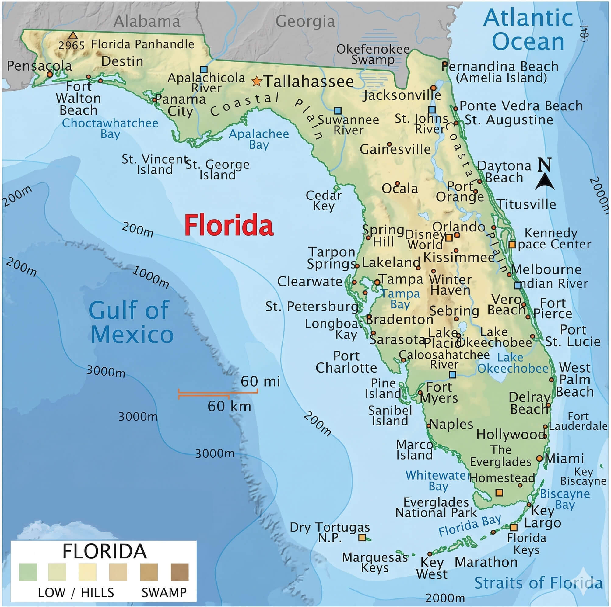 Florida physical map terrain