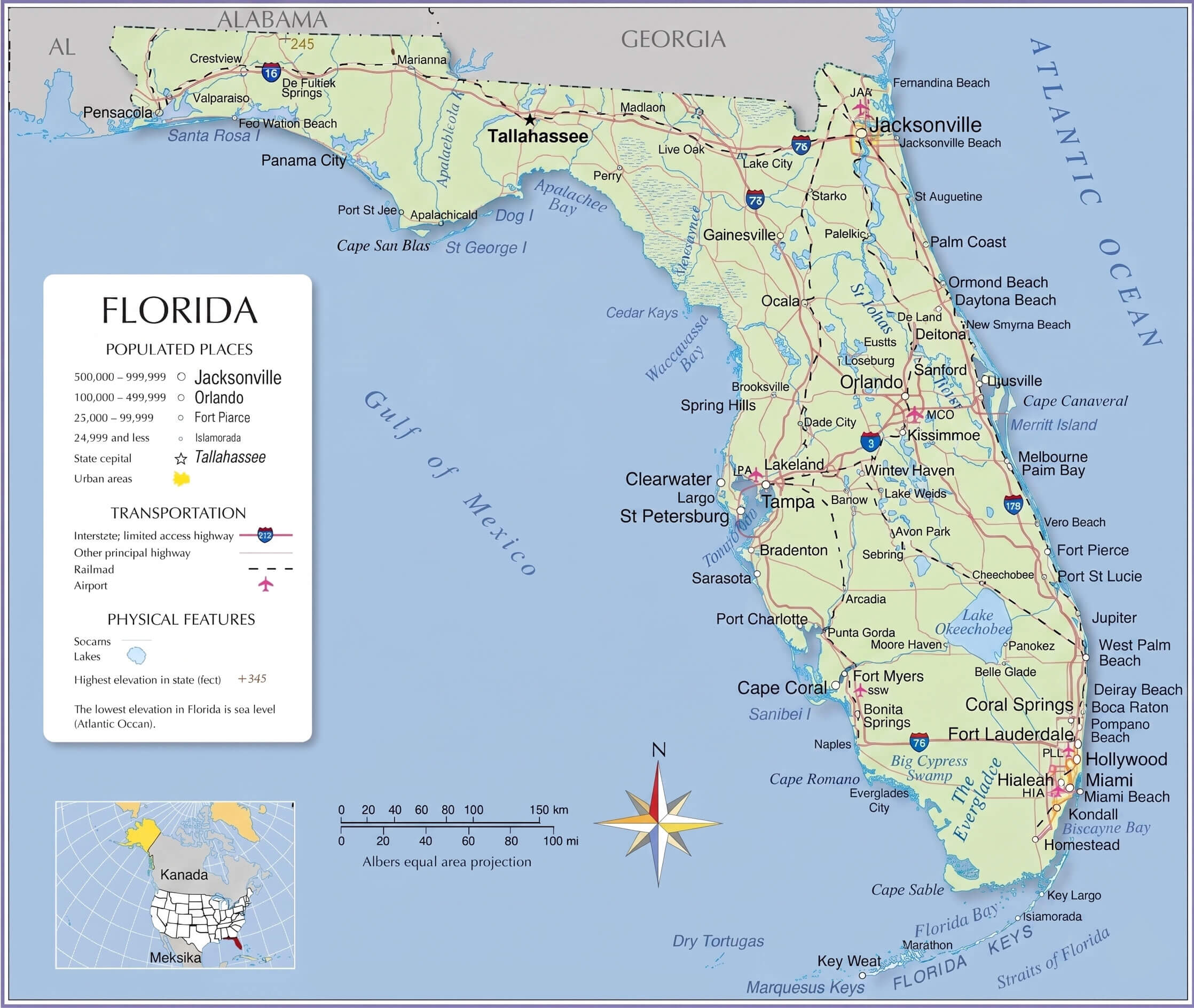 Florida road and tourist map