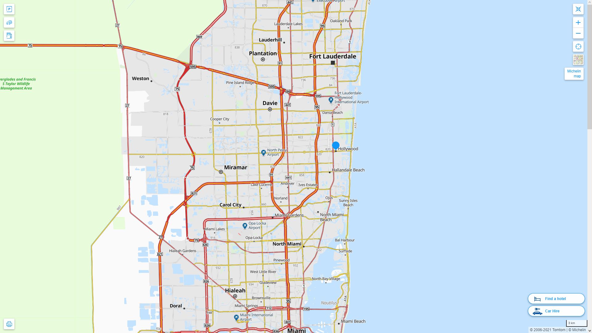 Hollywood Florida Map - Hollywood%20Florida%20Highway%20and%20Road%20Map 
