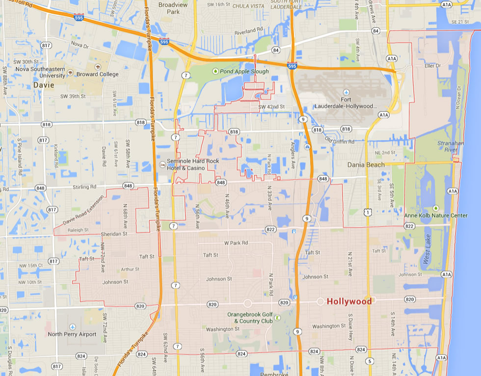 Hollywood Florida Map