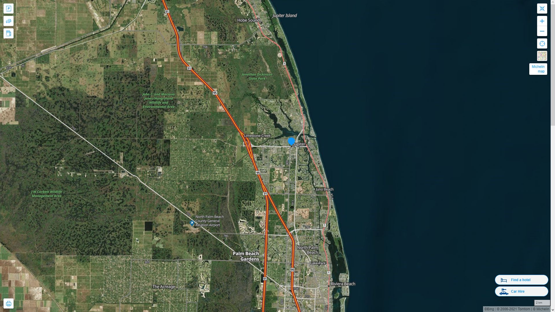 Planet Jupiter Florida Map - Jupiter%20Florida%20Highway%20and%20Road%20Map%20with%20Satellite%20View 