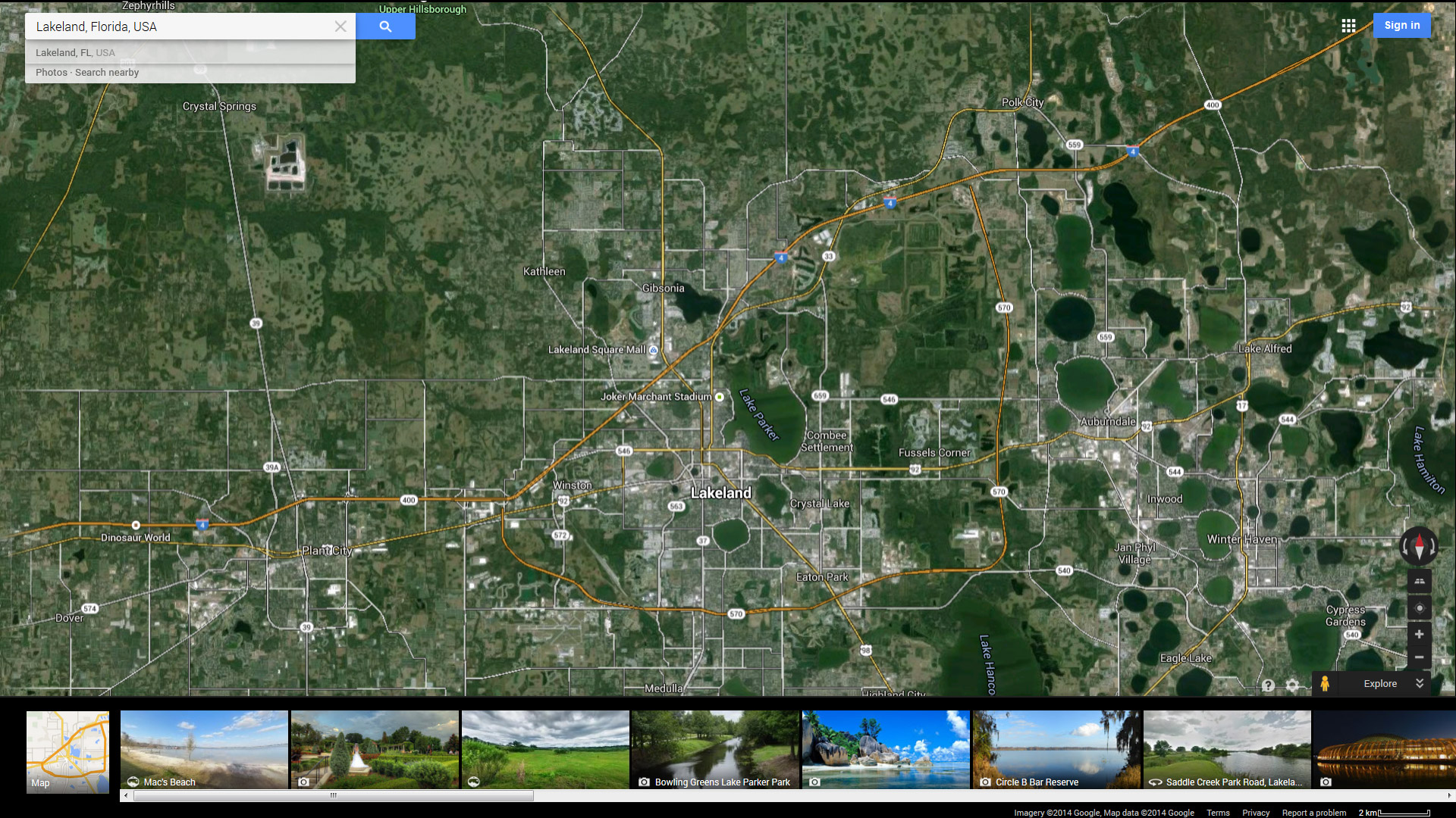 lakeland map florida us satellite