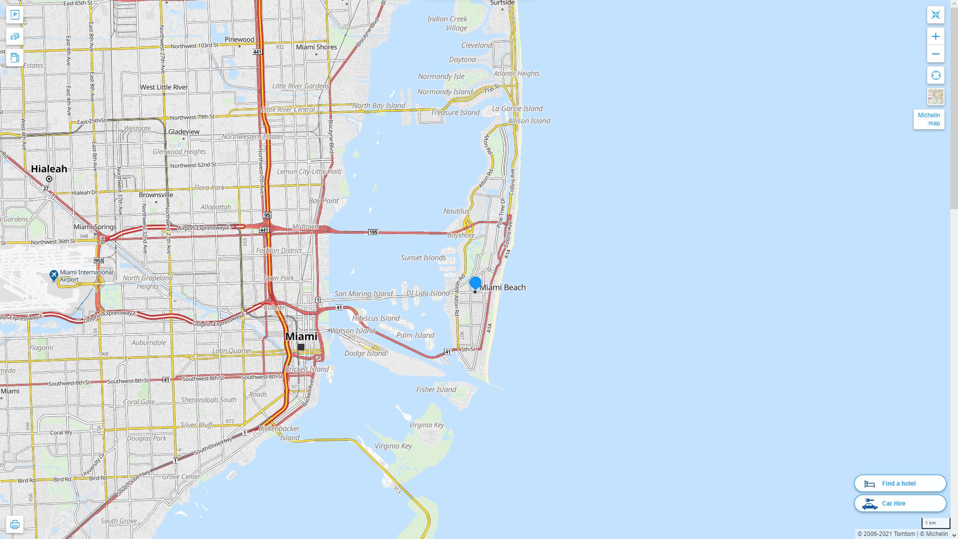Miami Beach Florida Map United - Miami Beach%20Florida%20Highway%20and%20Road%20Map