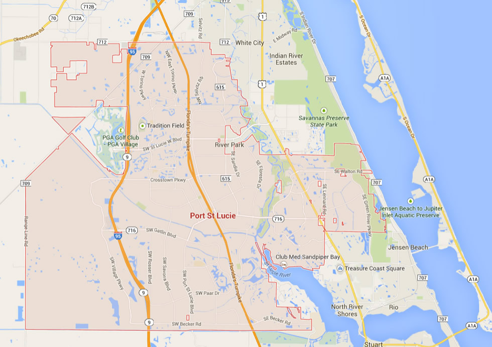 Port St. Lucie Florida Map