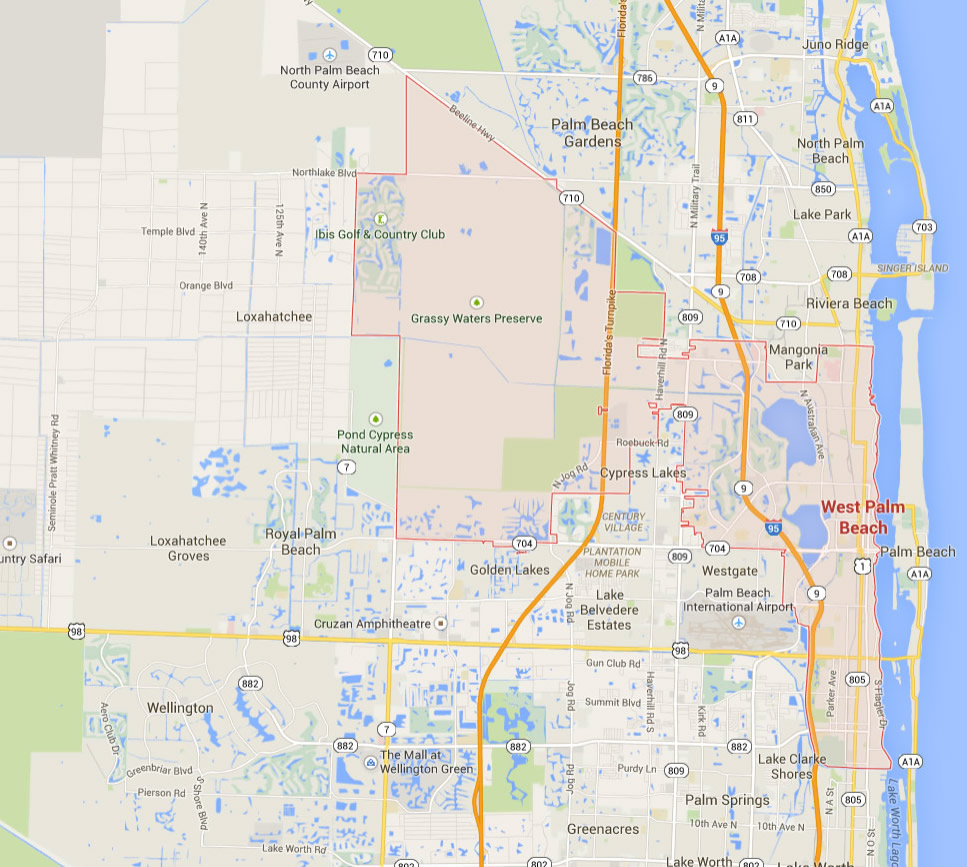 map of west palm beach West Palm Beach Florida Map