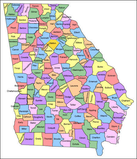 Counties Map Georgia