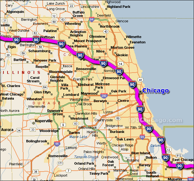 chicago map interstate 90