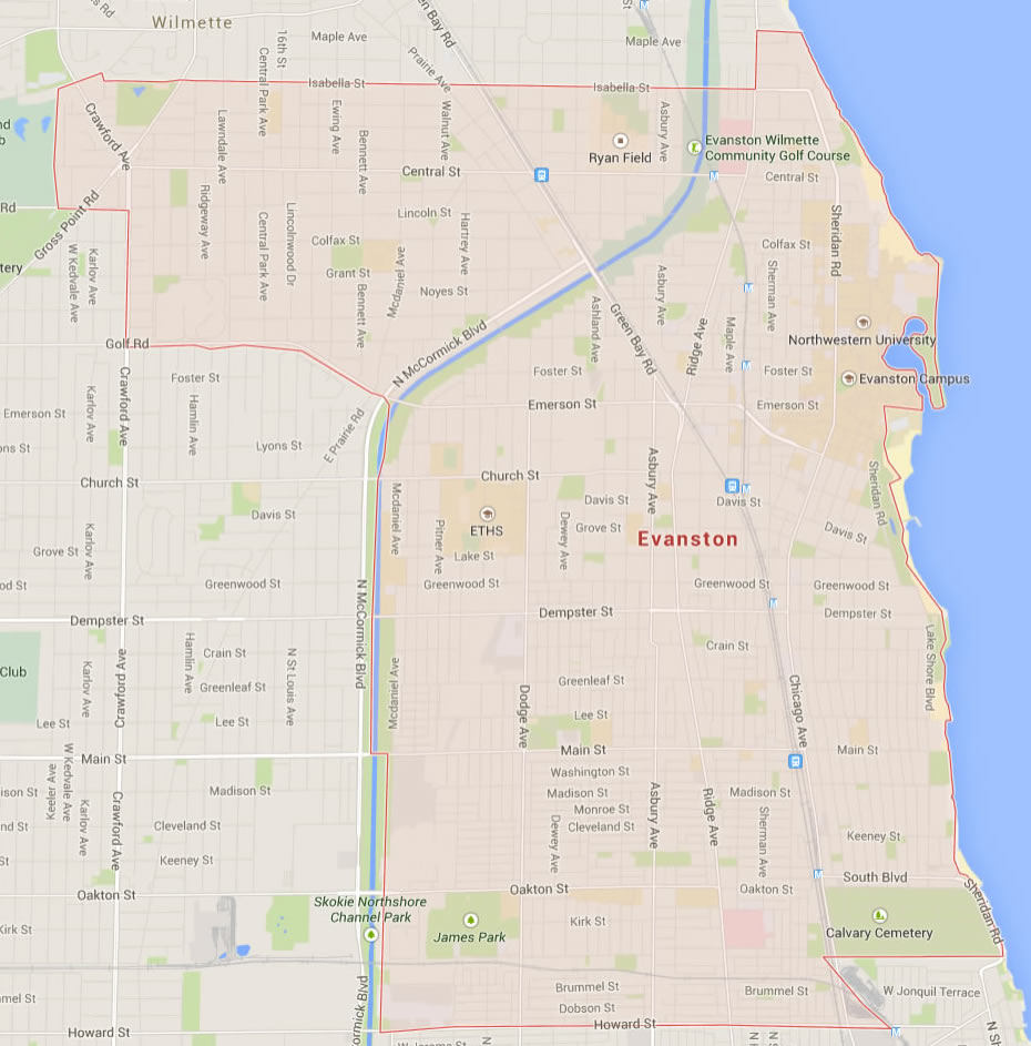 Evanston illinois Map
