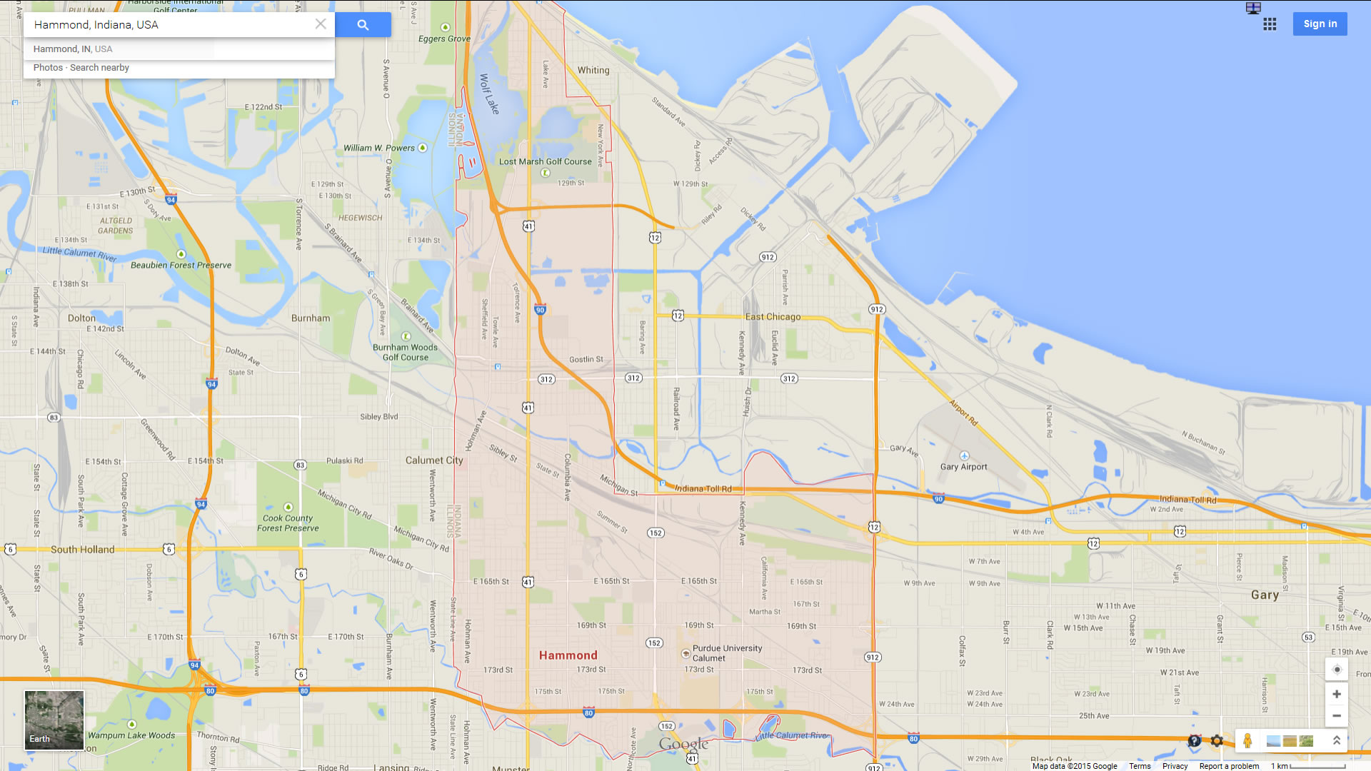 Hammond, Indiana Map