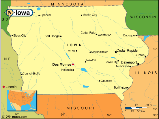 state map of Iowa