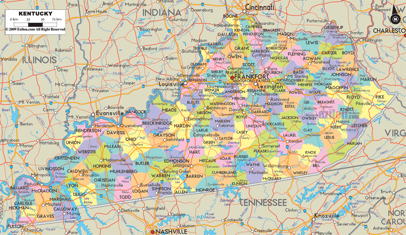 Kentucky County Map