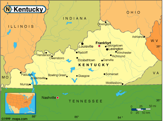 inez Kentucky Map, United States