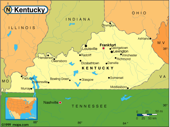 Map of the Kentucky - Kentucky Map