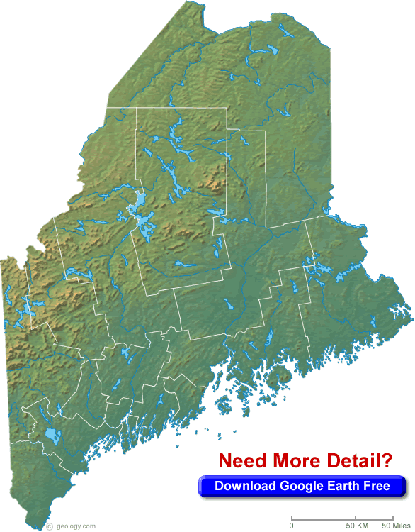 Maine Blank Physical Map