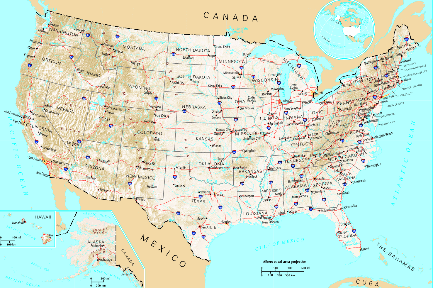 map of usa b