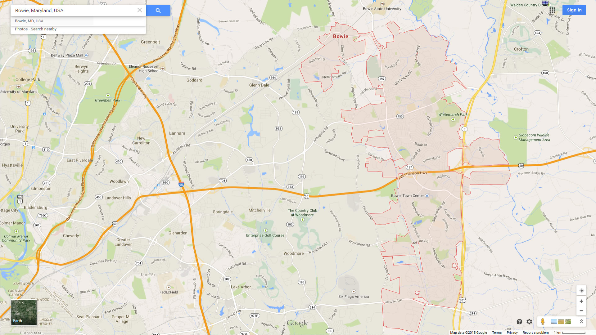 Bowie, Maryland Map