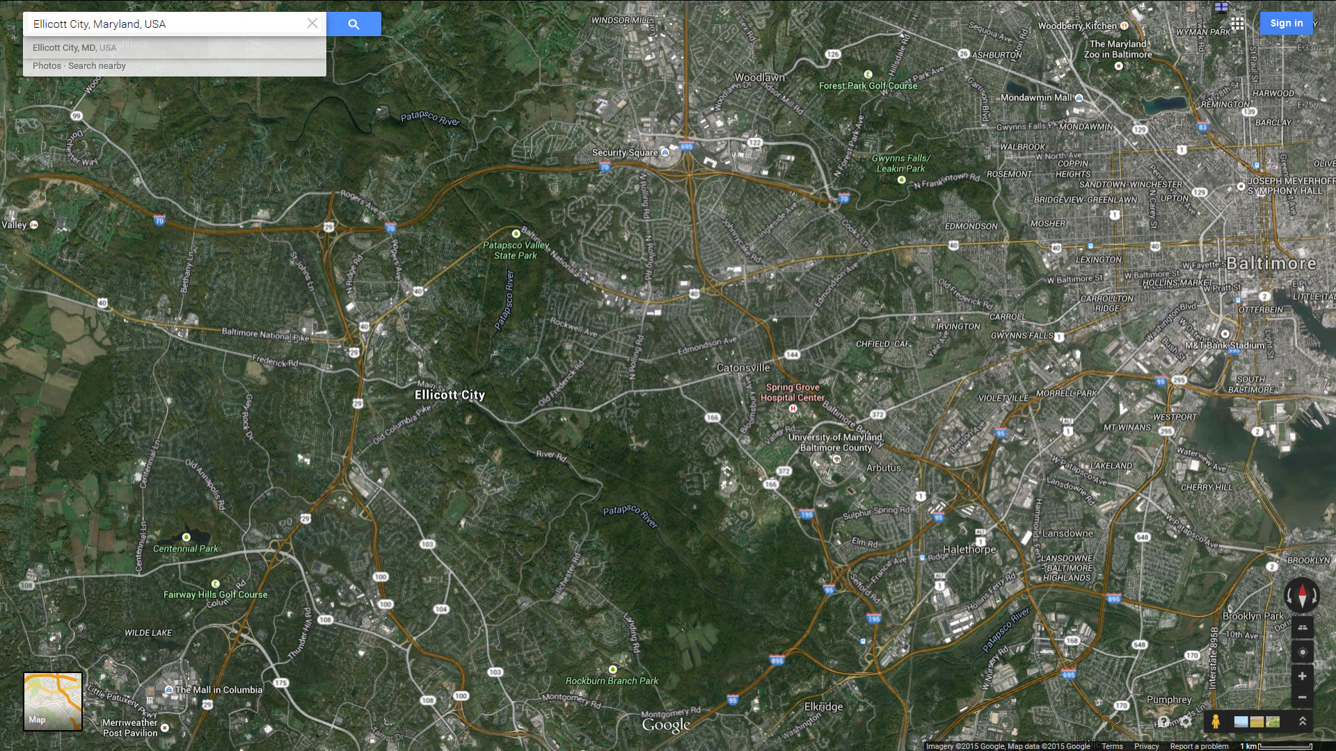 ellicott city map maryland us satellite