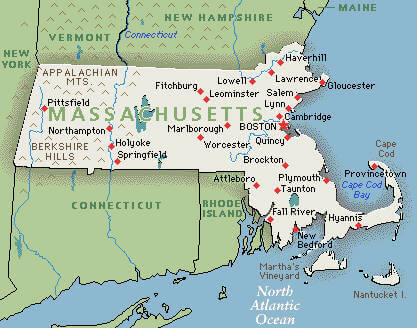 Massachusetts Map United States of America