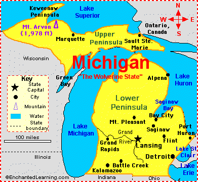 East Lansing Michigan Map, United States