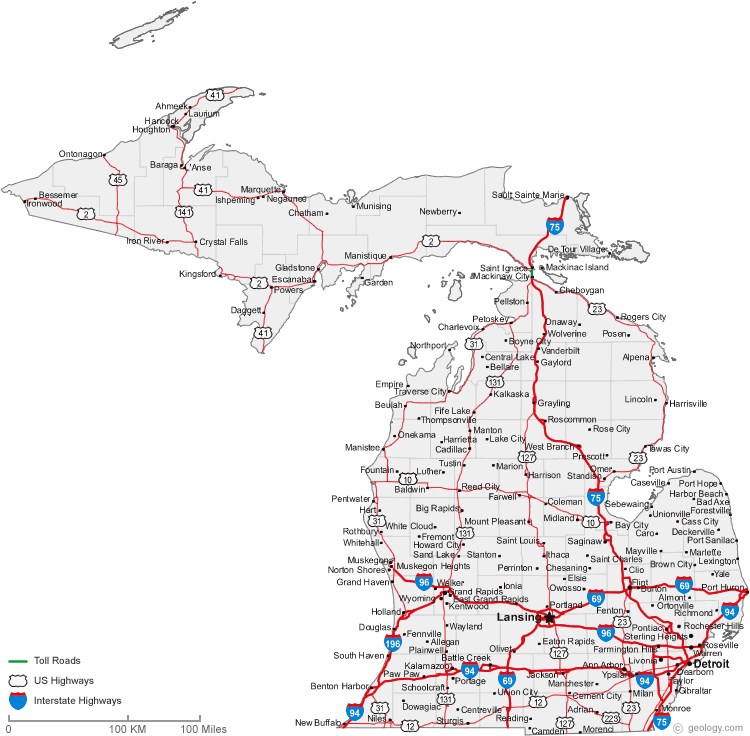 Michigan State Map US