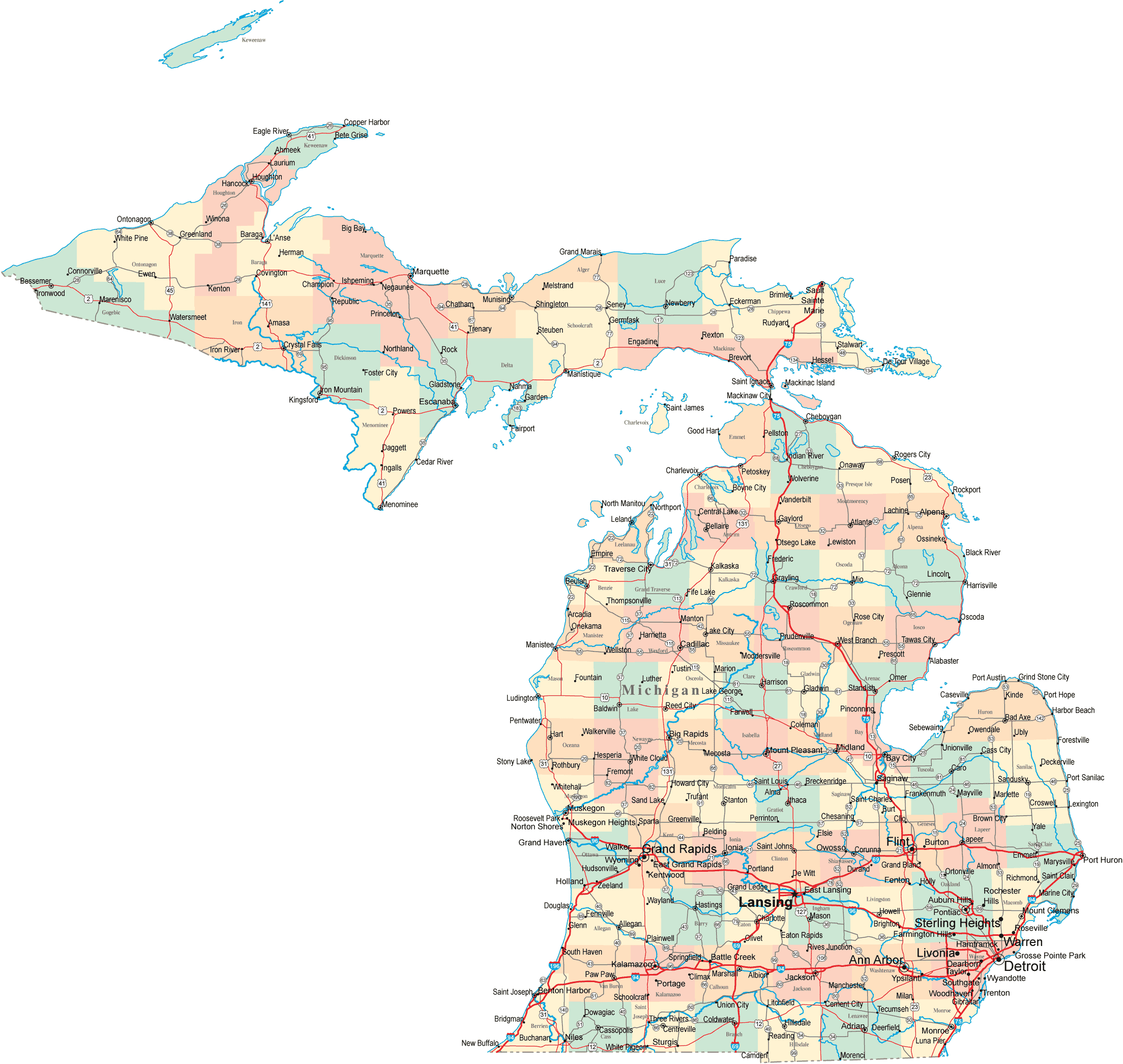 Michigan Road Map USA