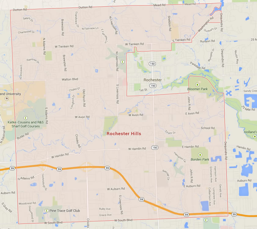 Rochester Hills Michigan Map