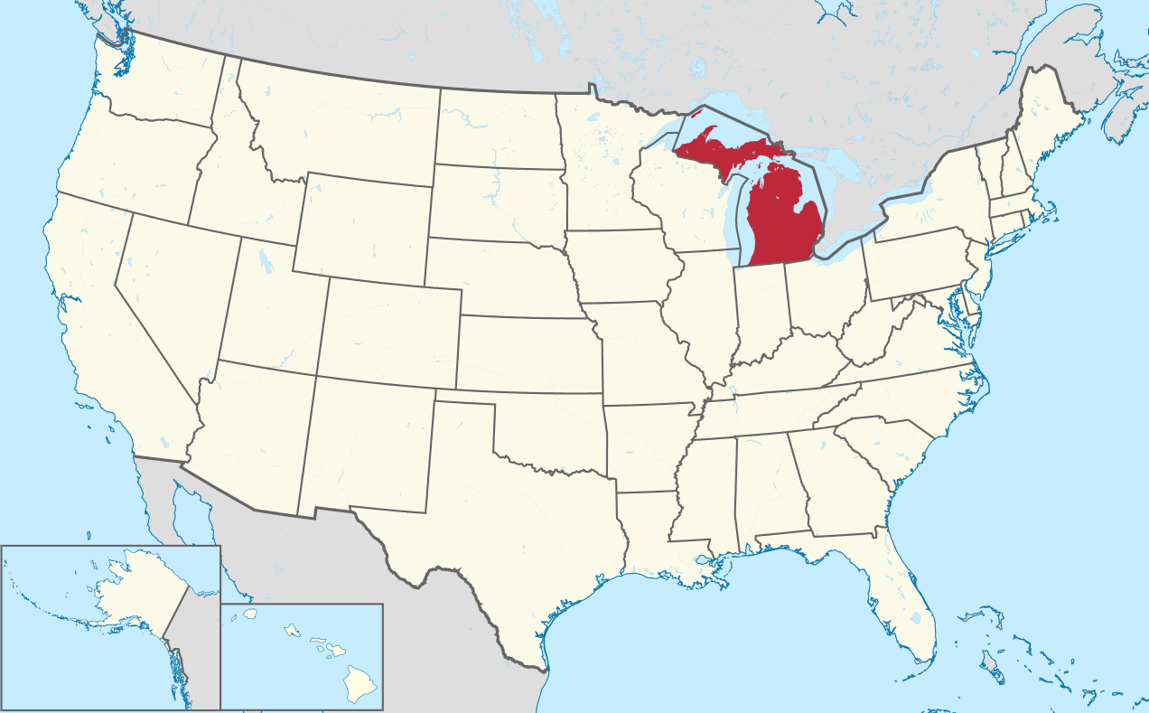 State Map of Michigan, USA