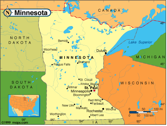 Political map of Minnesota