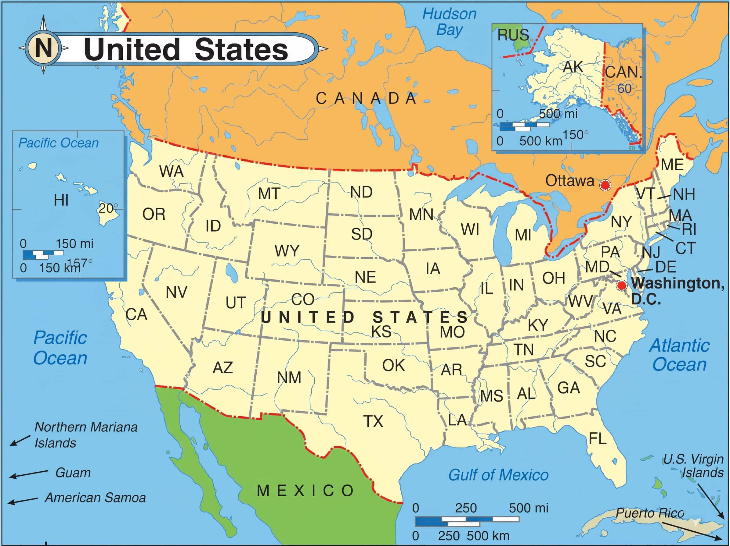 States map of the US