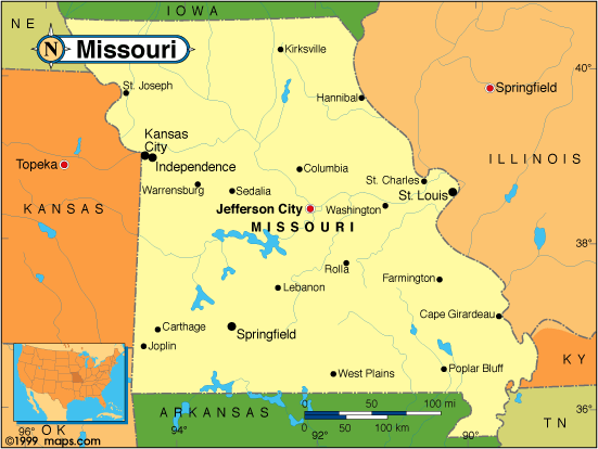 Missouri Counties Road Map USA