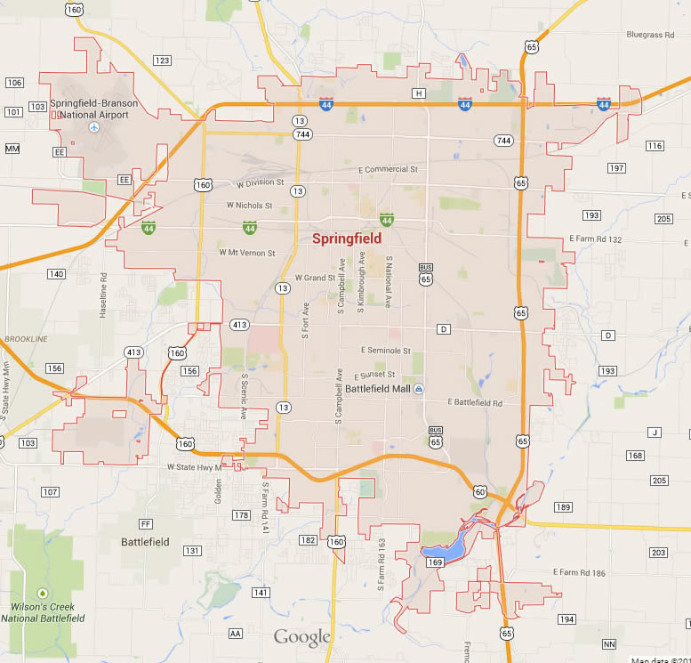 Springfield Missouri Map