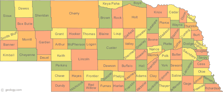 Map of the Nebraska - Nebraska Map