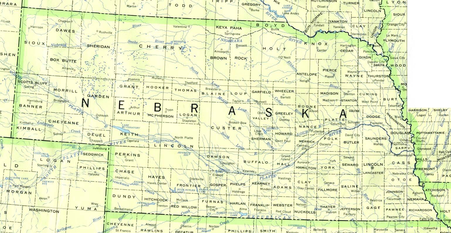 Nebraska Counties Map